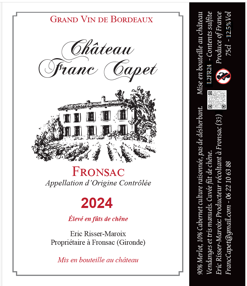 Étiquette Fronsac 2024 Château Franc Capet